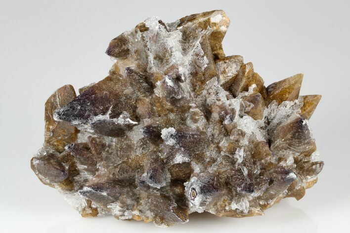 Calcite Crystal Cluster with Purple Fluorite (New Find) - China #177666